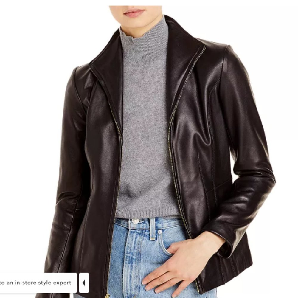 Cole Haan Leather Jacket - Espresso - Size XL